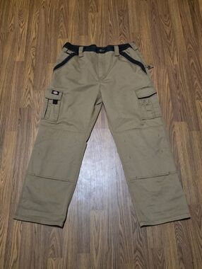 Dickies Two Tone Double Knee Cargo Work Pants Khaki Black Men’s 36x30 Utility
